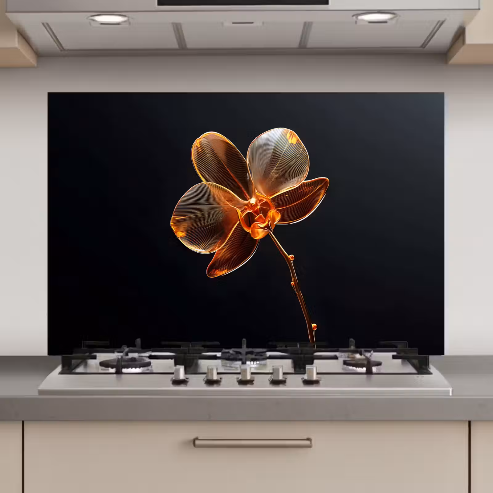 Spatscherm keuken - Orchidee - Doorzichtig - Bloem — 1