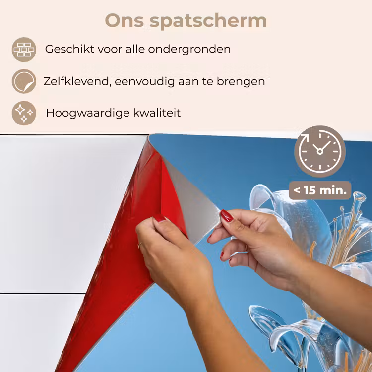 Spatscherm keuken - Lelies - Blauw - Glazen — 4