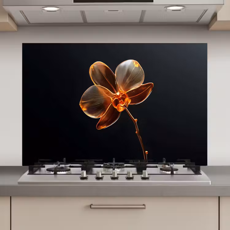 Spatscherm keuken - Orchidee - Doorzichtig - Bloem — 1