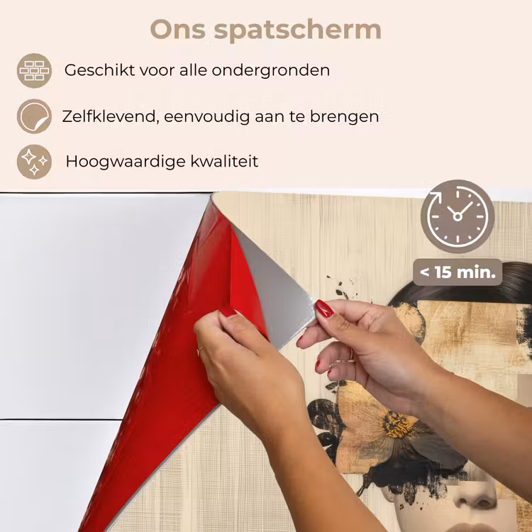 Spatscherm keuken - Gezicht - Bloemen - Zwart - Vrouw — 4