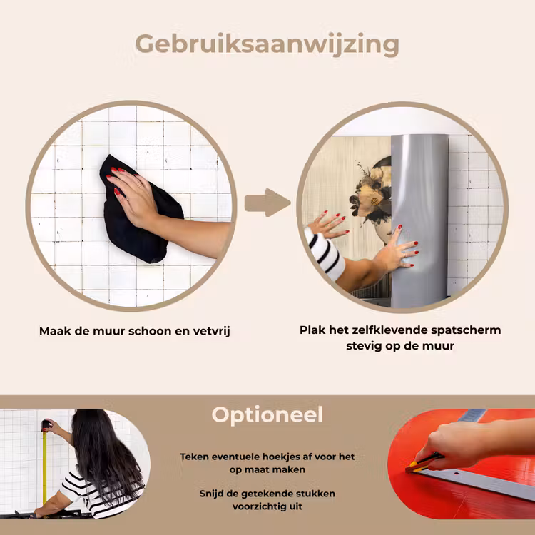 Spatscherm keuken - Gezicht - Bloemen - Zwart - Vrouw — 8