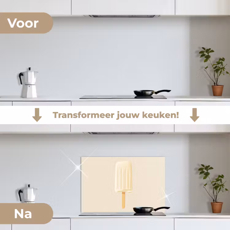 Spatscherm keuken - Minimalistisch - Waterijsje - Stokje - Beige — 3