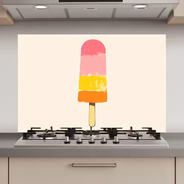 Spatscherm keuken - Waterijsje - Retro - Stokje - Roze — 1