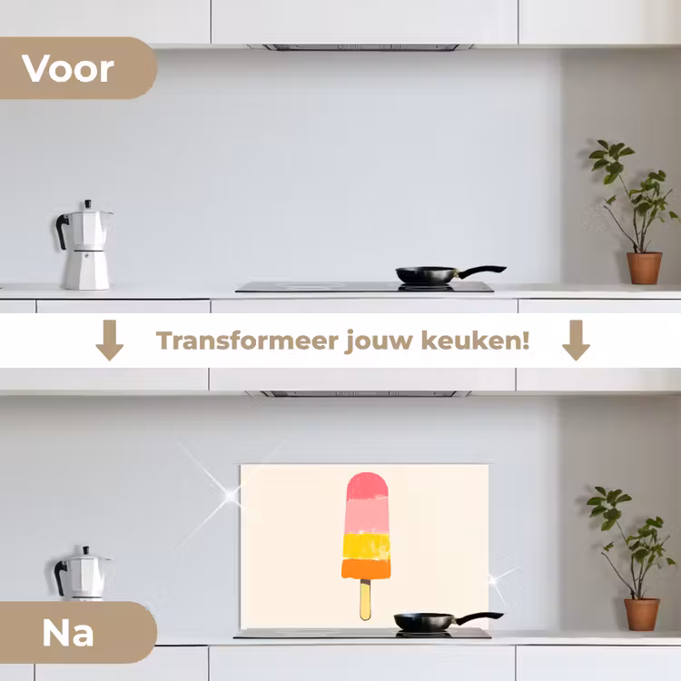 Spatscherm keuken - Waterijsje - Retro - Stokje - Roze — 3
