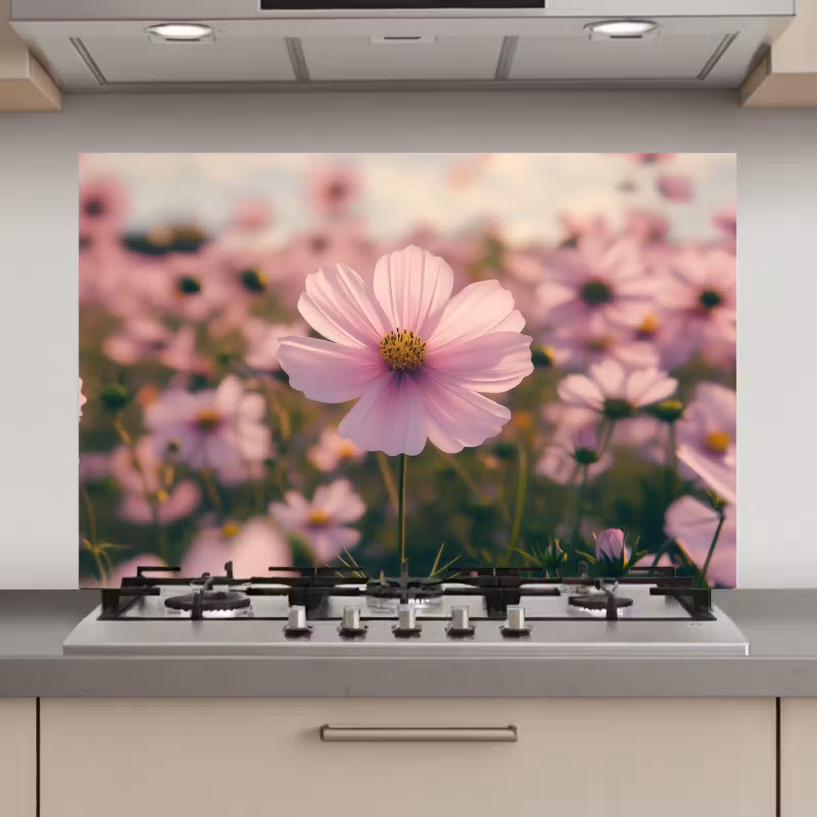 Spatscherm keuken - Bloemen - Paars - Wazig — 1