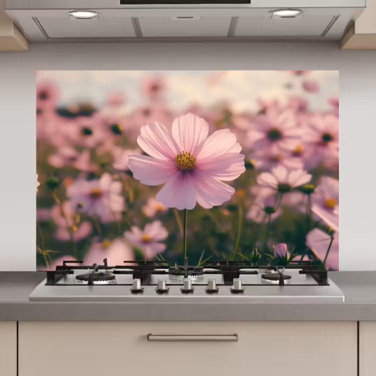 Spatscherm keuken - Bloemen - Paars - Wazig — 1