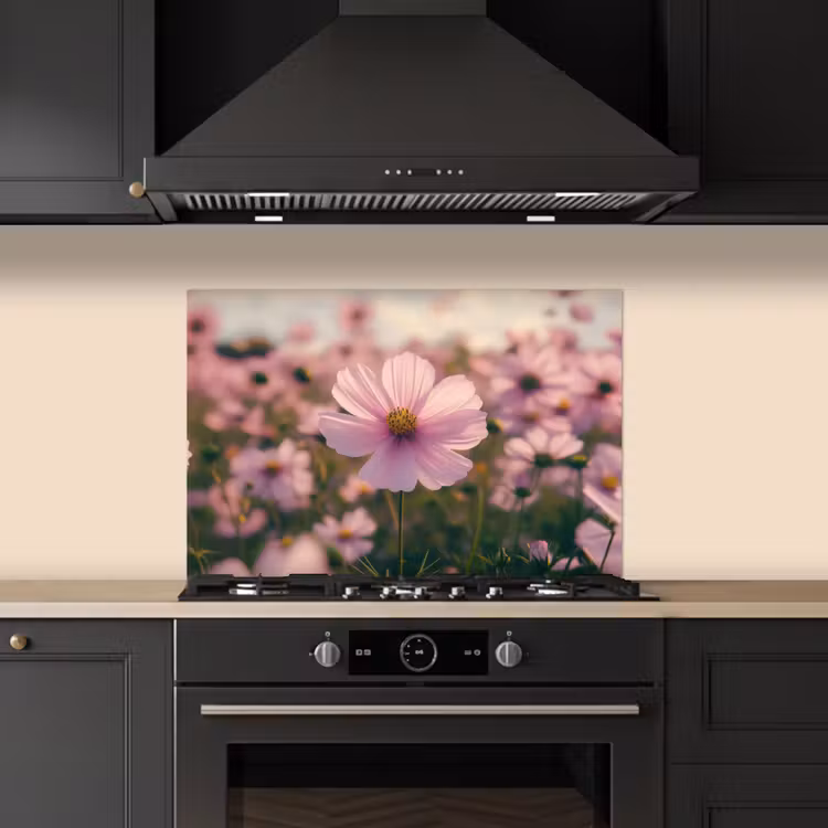 Spatscherm keuken - Bloemen - Paars - Wazig — 2