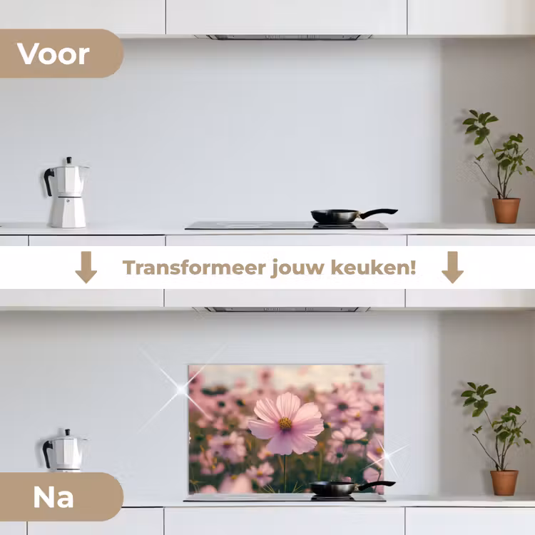 Spatscherm keuken - Bloemen - Paars - Wazig — 3
