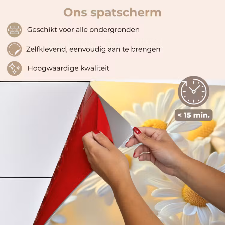 Spatscherm keuken - Madeliefjes - Wit - Zonlicht — 4