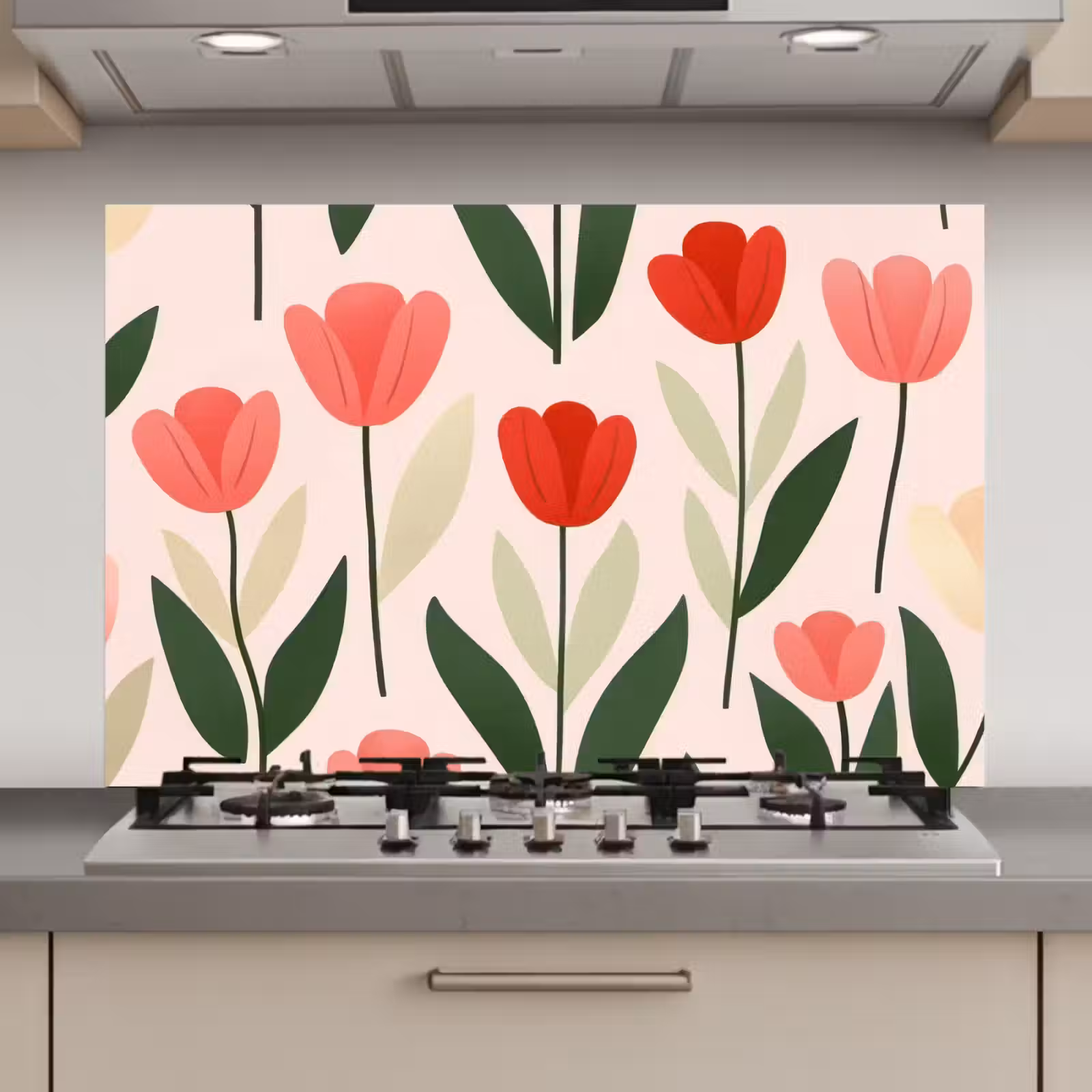 Spatscherm keuken - Tulpen - Modern - Roze — 1