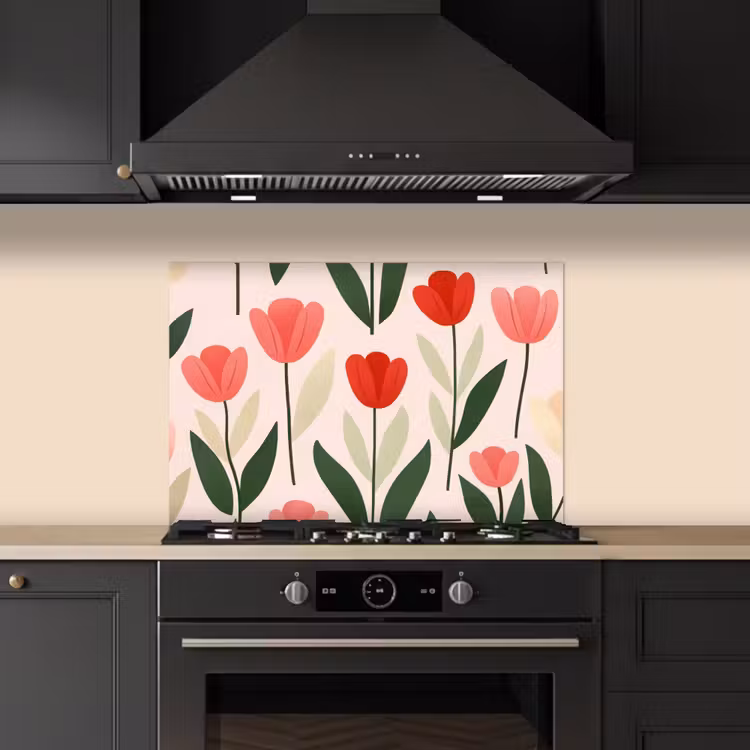 Spatscherm keuken - Tulpen - Modern - Roze — 2
