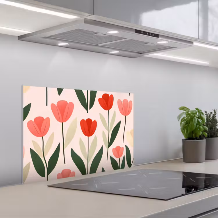 Spatscherm keuken - Tulpen - Modern - Roze — 5