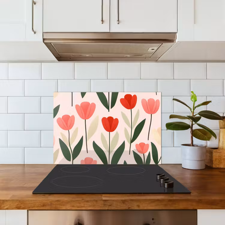 Spatscherm keuken - Tulpen - Modern - Roze — 6