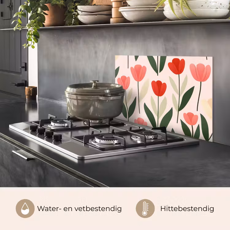 Spatscherm keuken - Tulpen - Modern - Roze — 7