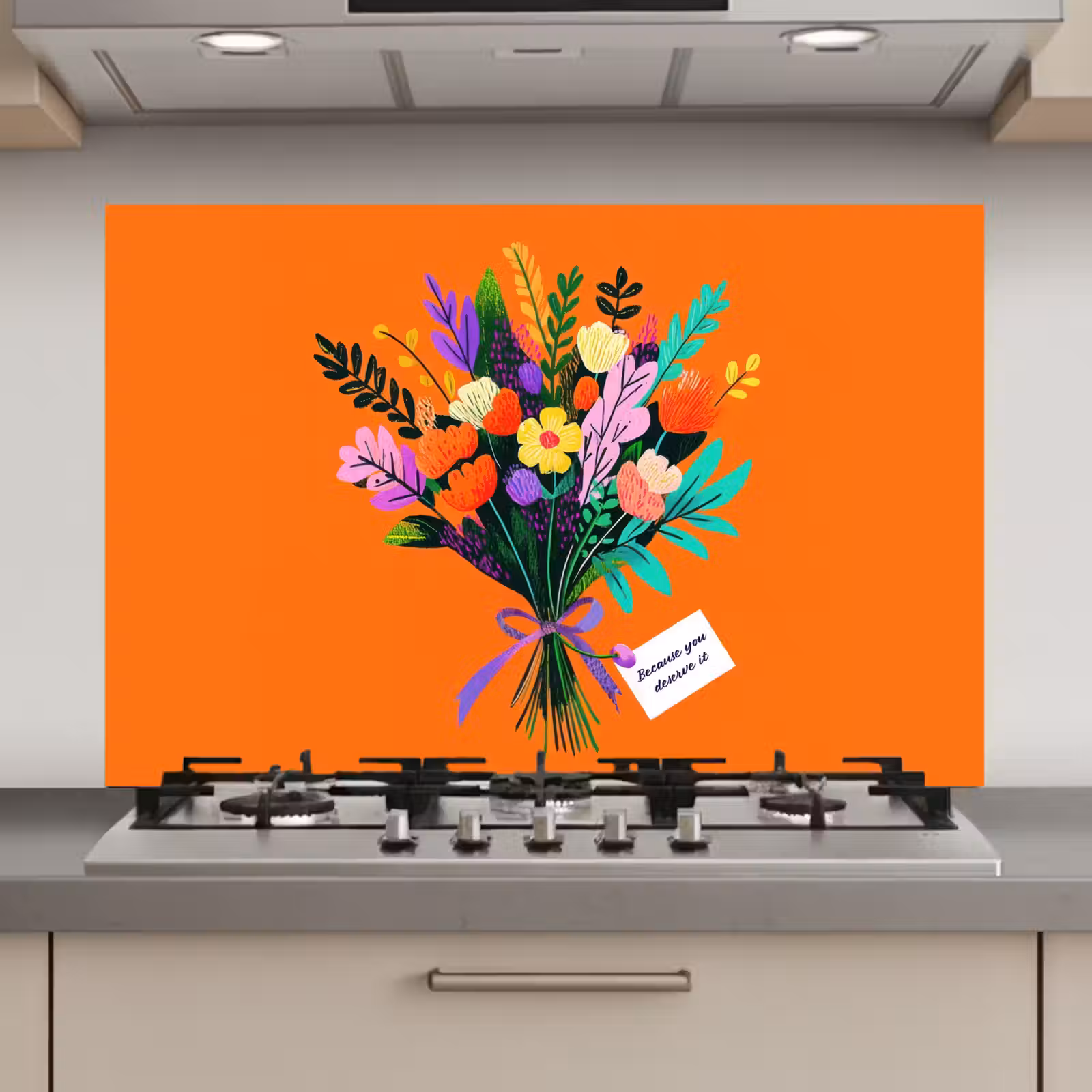 Spatscherm keuken - Kaartje - Boeket - Bloemen — 1