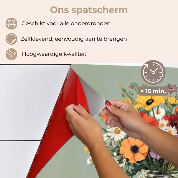 Spatscherm keuken - Bloemen - Vaas - Kaartje — 4
