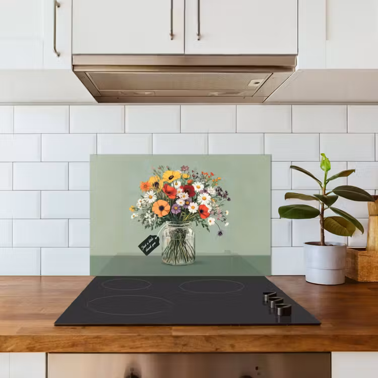 Spatscherm keuken - Bloemen - Vaas - Kaartje — 6