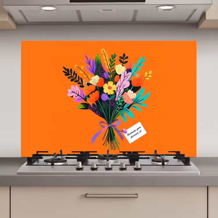 Spatscherm keuken - Kaartje - Boeket - Bloemen — 1