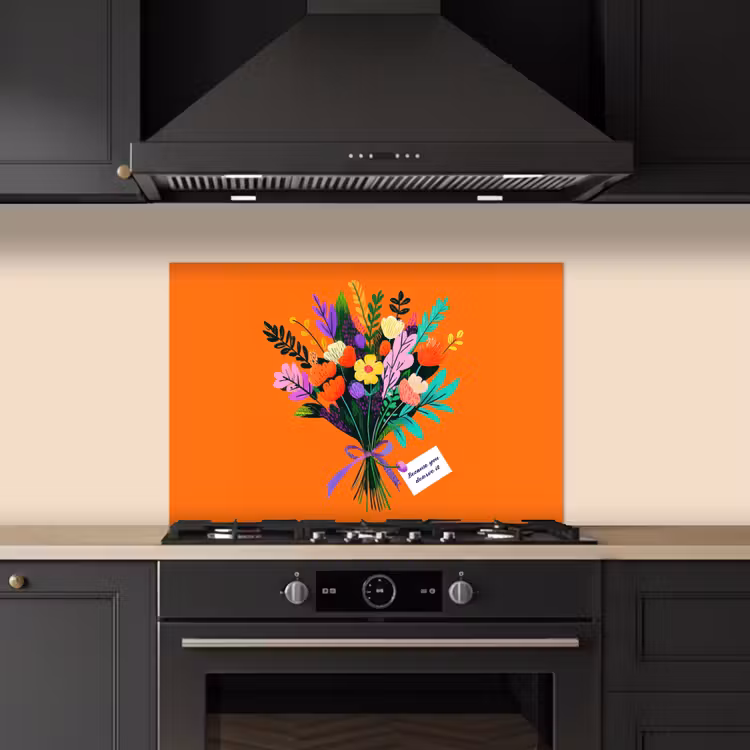 Spatscherm keuken - Kaartje - Boeket - Bloemen — 2