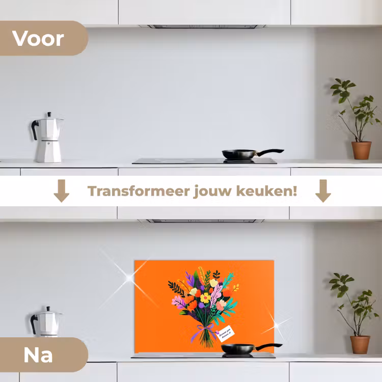 Spatscherm keuken - Kaartje - Boeket - Bloemen — 3