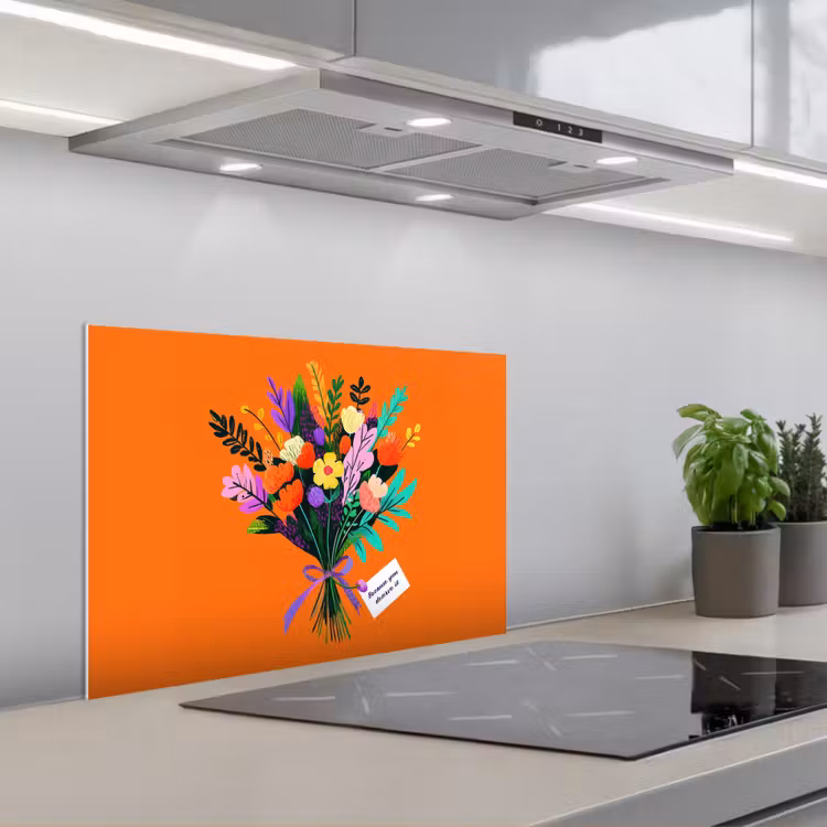 Spatscherm keuken - Kaartje - Boeket - Bloemen — 5