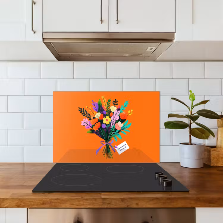 Spatscherm keuken - Kaartje - Boeket - Bloemen — 6