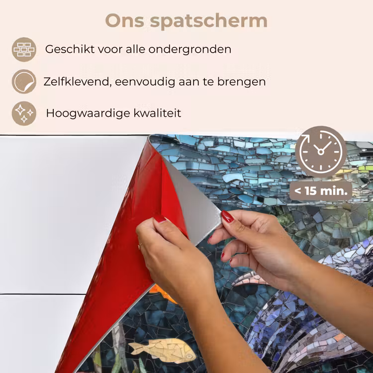 Spatscherm keuken - Mozaïek - Walvis - Koraal - Water — 4