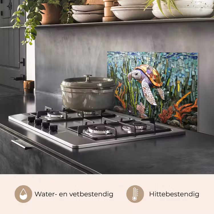 Spatscherm keuken - Schildpad - Zeewier - Mozaïek — 7