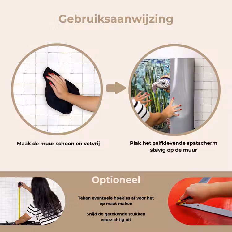 Spatscherm keuken - Schildpad - Zeewier - Mozaïek — 8