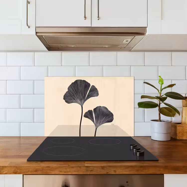 Spatscherm keuken - Bladeren - Minimalistisch - Zwart — 6