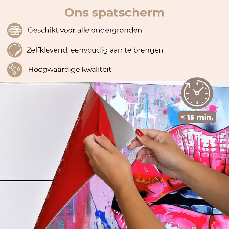 Spatscherm keuken - Graffiti - Lippen - Felroze - Geschilderd — 4