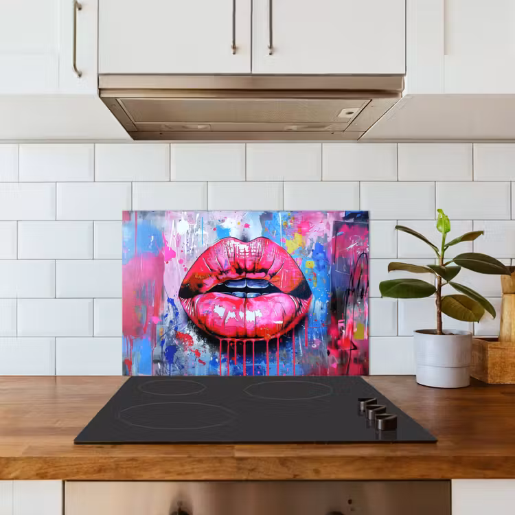 Spatscherm keuken - Graffiti - Lippen - Felroze - Geschilderd — 6