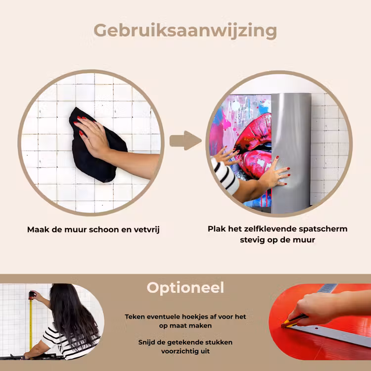 Spatscherm keuken - Graffiti - Lippen - Felroze - Geschilderd — 8