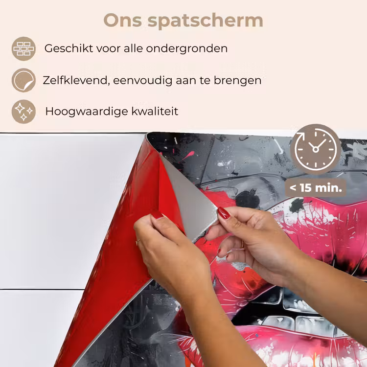 Spatscherm keuken - Lippen - Felroze - Graffiti - Verfstrepen — 4