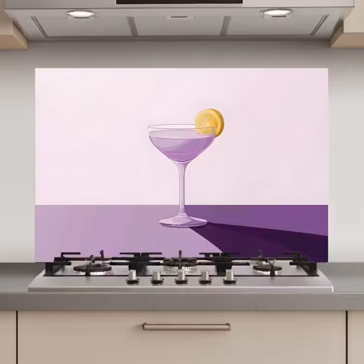 Spatscherm keuken - Cocktail - Paars - Minimalistisch - Citroen — 1