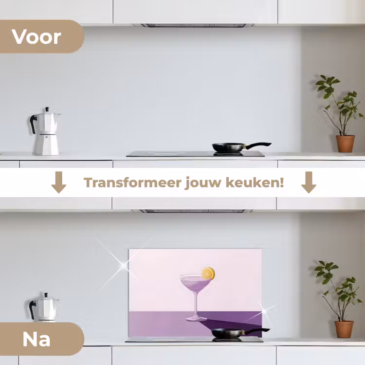 Spatscherm keuken - Cocktail - Paars - Minimalistisch - Citroen — 3