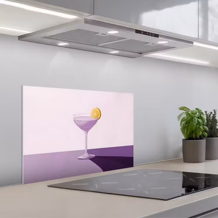 Spatscherm keuken - Cocktail - Paars - Minimalistisch - Citroen — 5