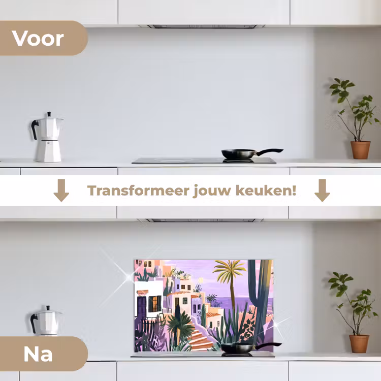 Spatscherm keuken - Huizen - Minimalistisch - Palmbomen - Kust — 3