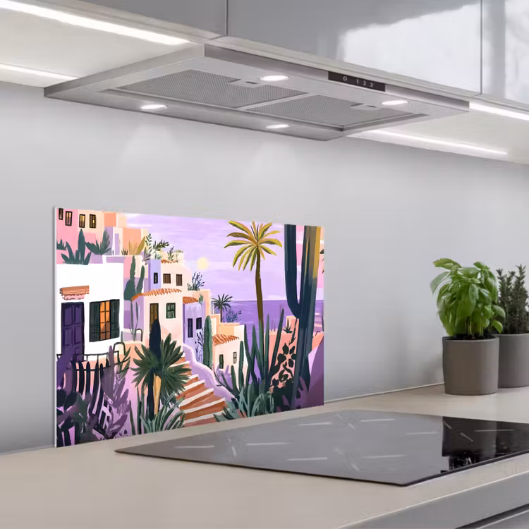 Spatscherm keuken - Huizen - Minimalistisch - Palmbomen - Kust — 5