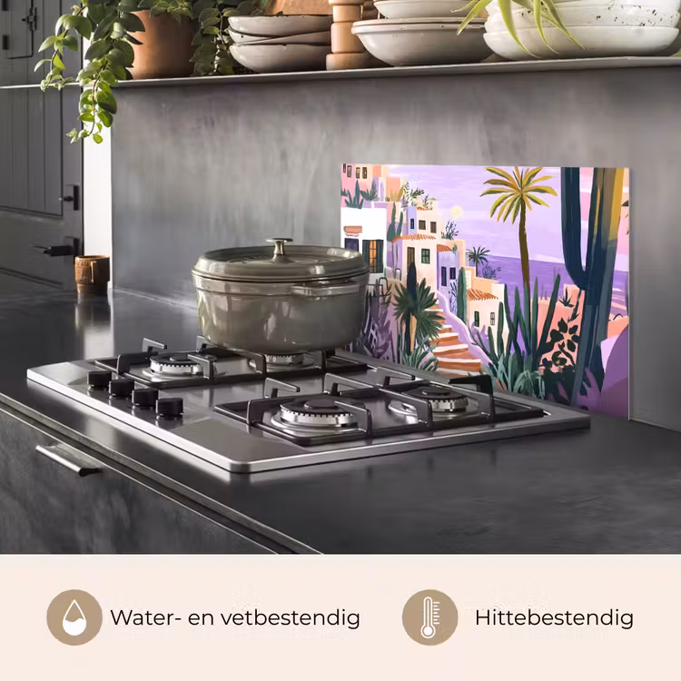 Spatscherm keuken - Huizen - Minimalistisch - Palmbomen - Kust — 7