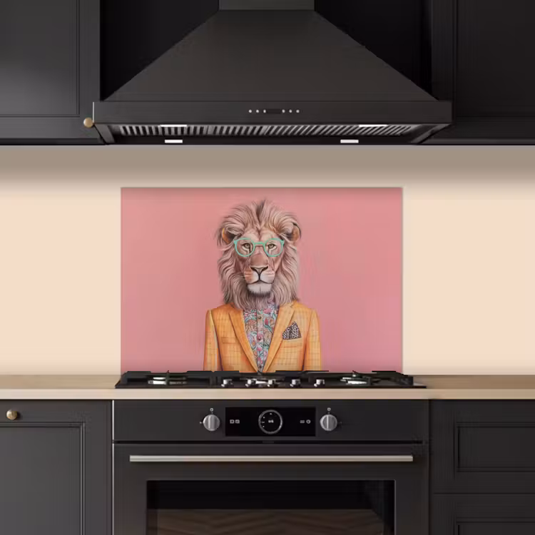 Spatscherm keuken - Leeuw - Pak - Geruit - Bril — 2