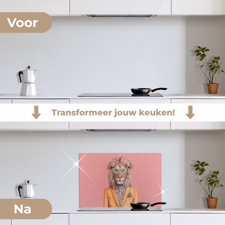 Spatscherm keuken - Leeuw - Pak - Geruit - Bril — 3
