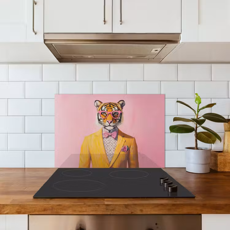 Spatscherm keuken - Tijger - Bril - Geel - Jasje — 6