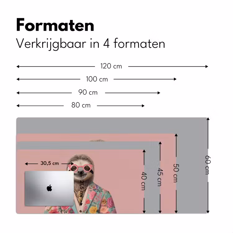 Bureau onderlegger - Luiaard - Bloemenprint - Bril - Roze — 7