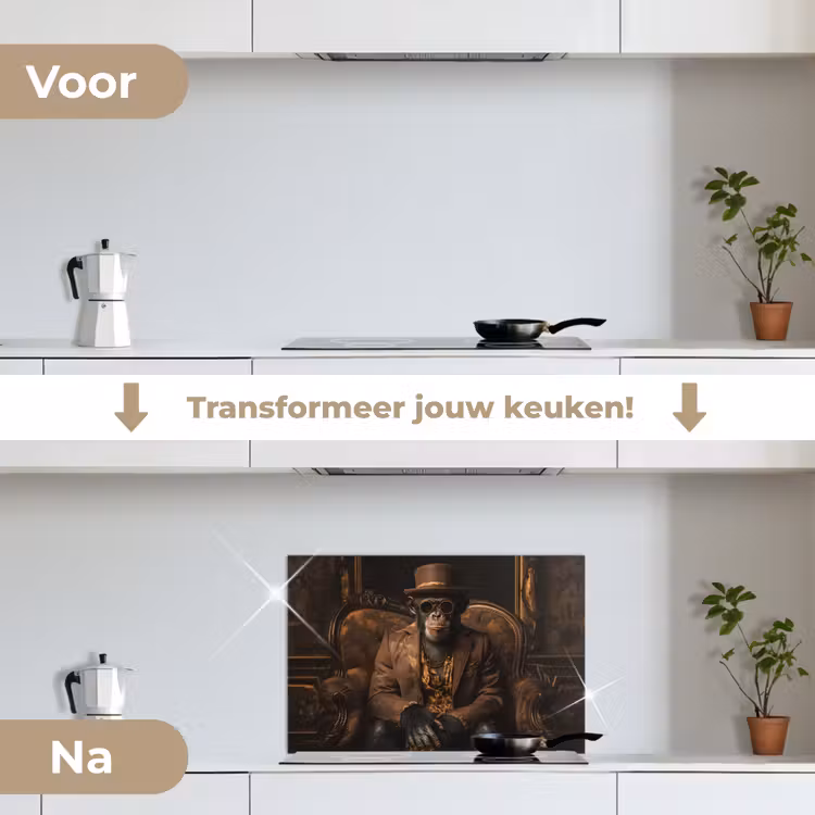 Spatscherm keuken - Chimpansee - Stoel - Pak - Bruin — 3