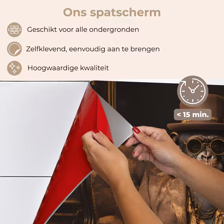 Spatscherm keuken - Chimpansee - Stoel - Pak - Bruin — 4