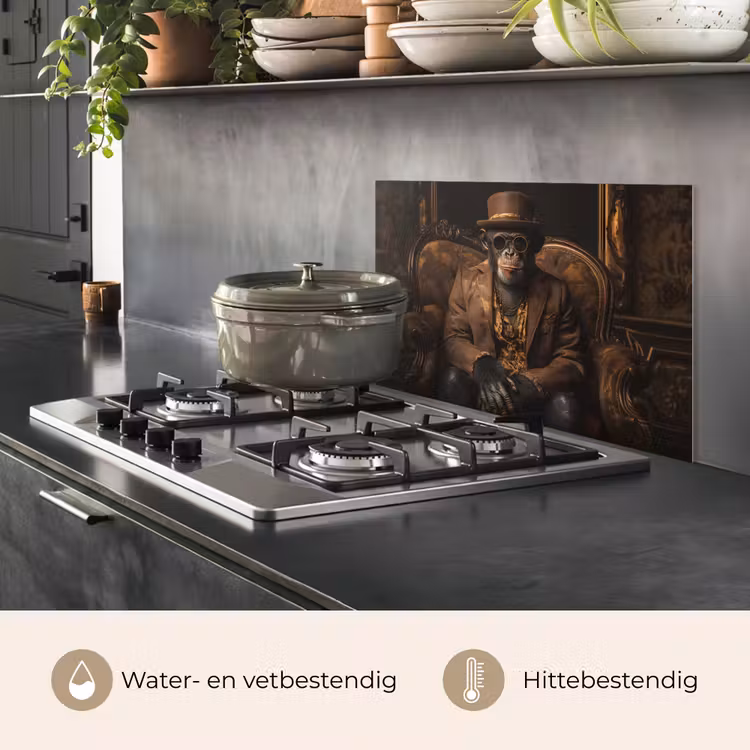 Spatscherm keuken - Chimpansee - Stoel - Pak - Bruin — 7