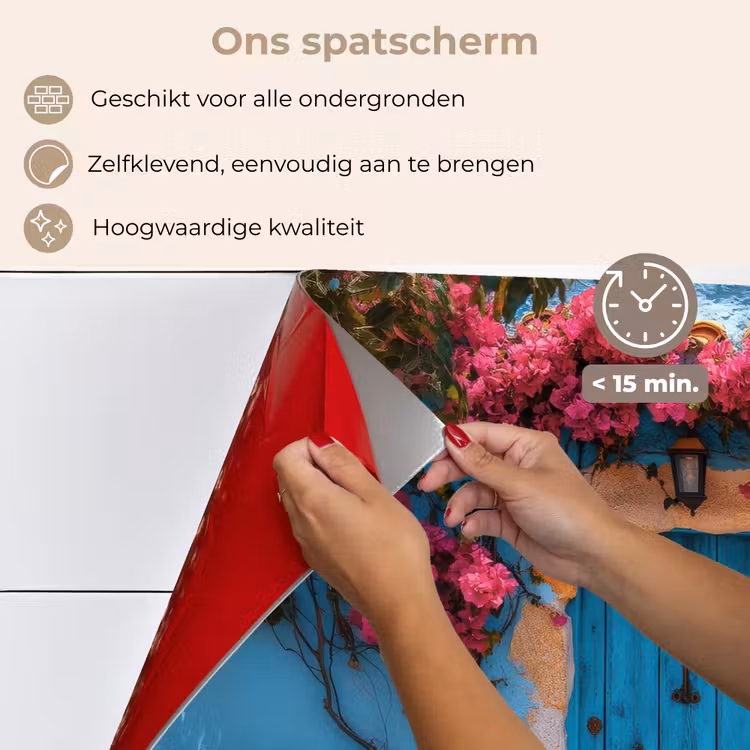 Spatscherm keuken - Deur - Hout - Bloemen - Blauw — 3