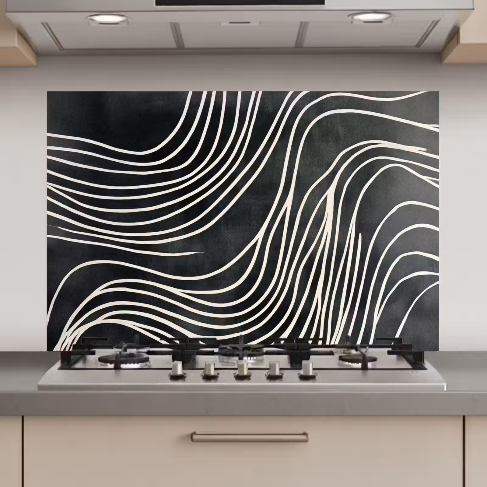 Spatscherm keuken - Lijnen - Patroon - Abstract - Wit — 1