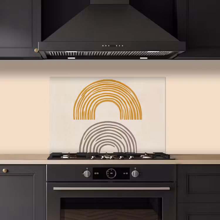 Spatscherm keuken - Bogen - Lijnen - Oranje - Minimalistisch — 2